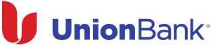 Union Bank logo. The name is in blue. There is a stylized red U in front of the name.